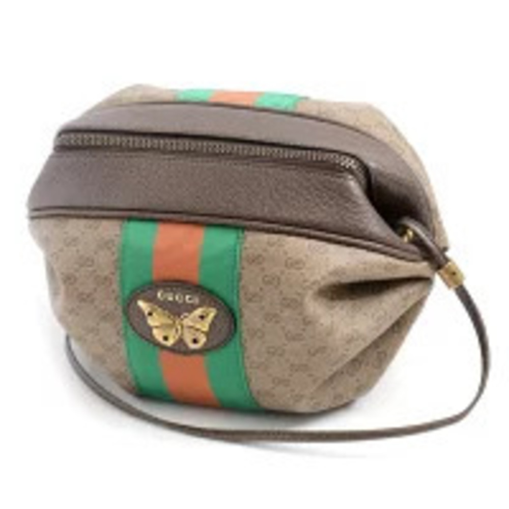 Gucci GG Supreme Web Butterfly Shoulder Bag Brown Multicolor